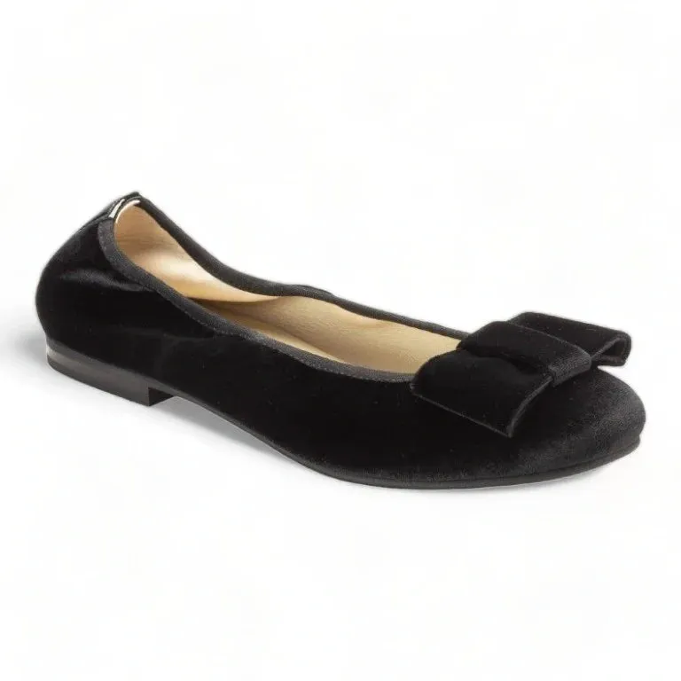 1412 - Black Velvet Flats for Girl/Teen/Women by London Kids