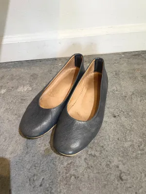 Blue Leather Flats Made in Morroco