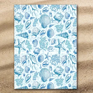 Blue Seashells Extra Large Beach Towel