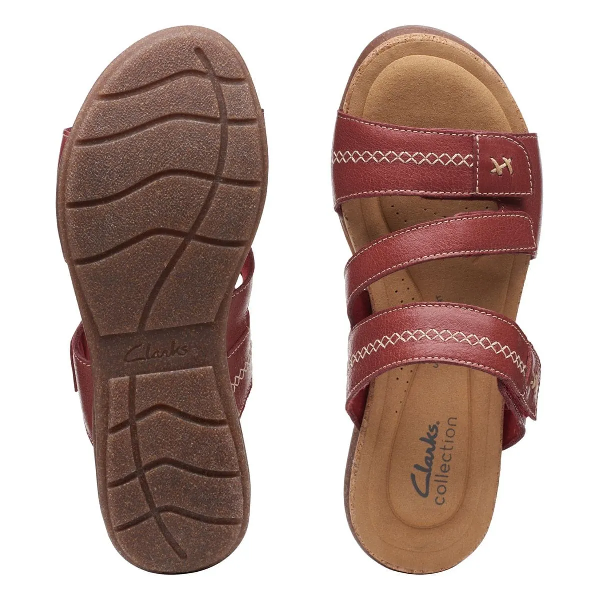 Clarks Women's Roseville Bay Sandals- Red Leather