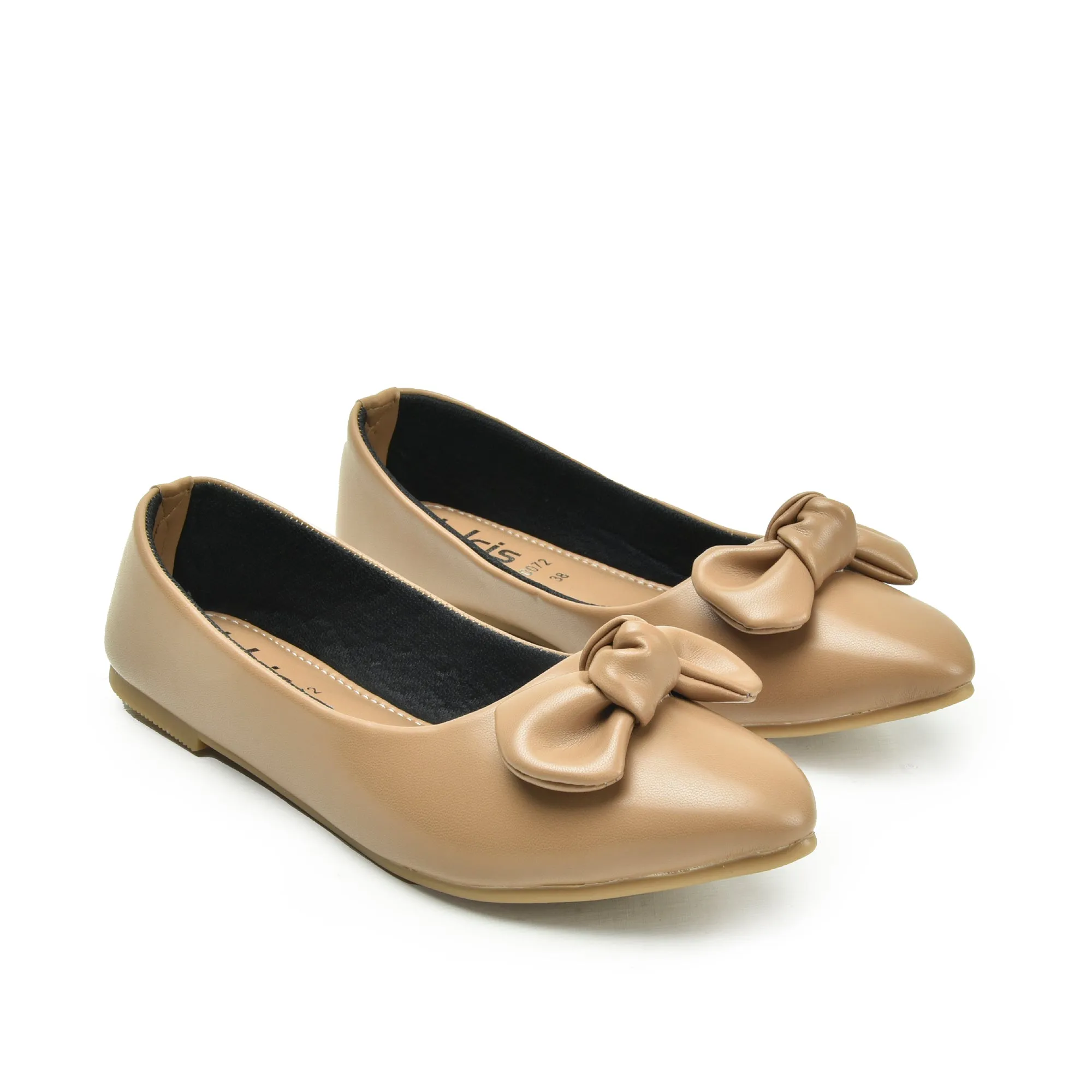 Elegant Beige Bow Ballet Flats | 434N-F