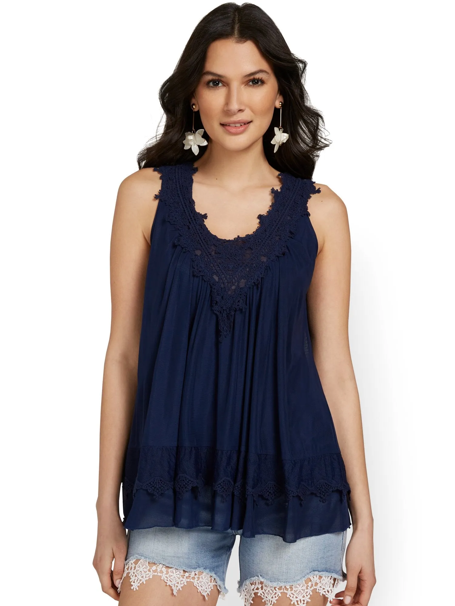 Embroidered Sleeveless Top