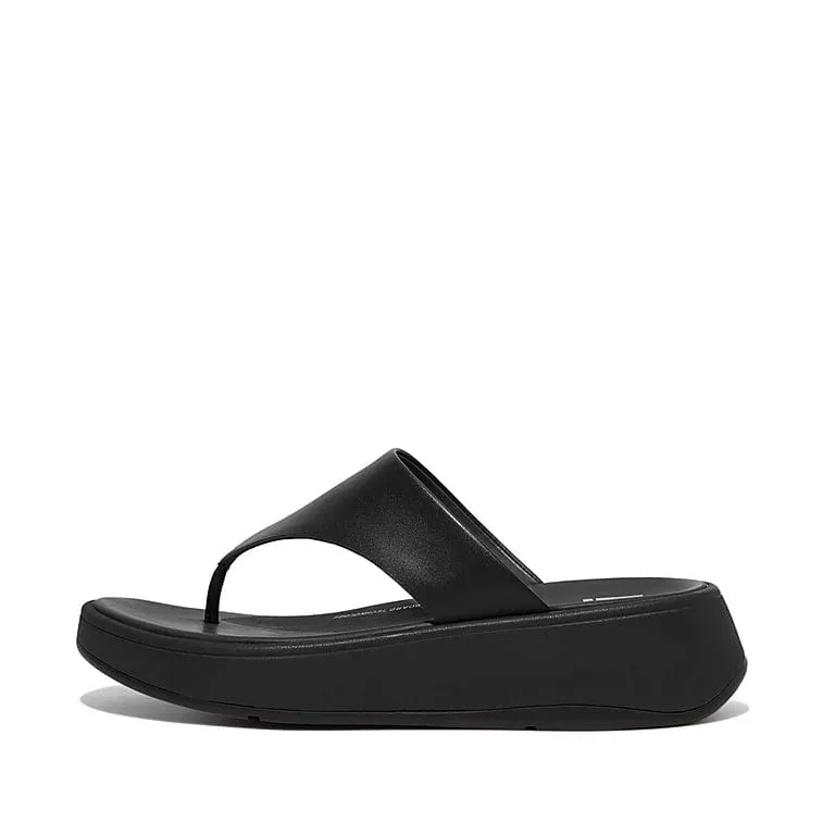 FitFlop Women's F-Mode Leather Luxe Flatform Flip Flops- All Black