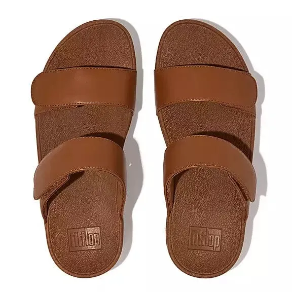 FitFlop Women's Lulu Adjustable Leather Slides- Light Tan