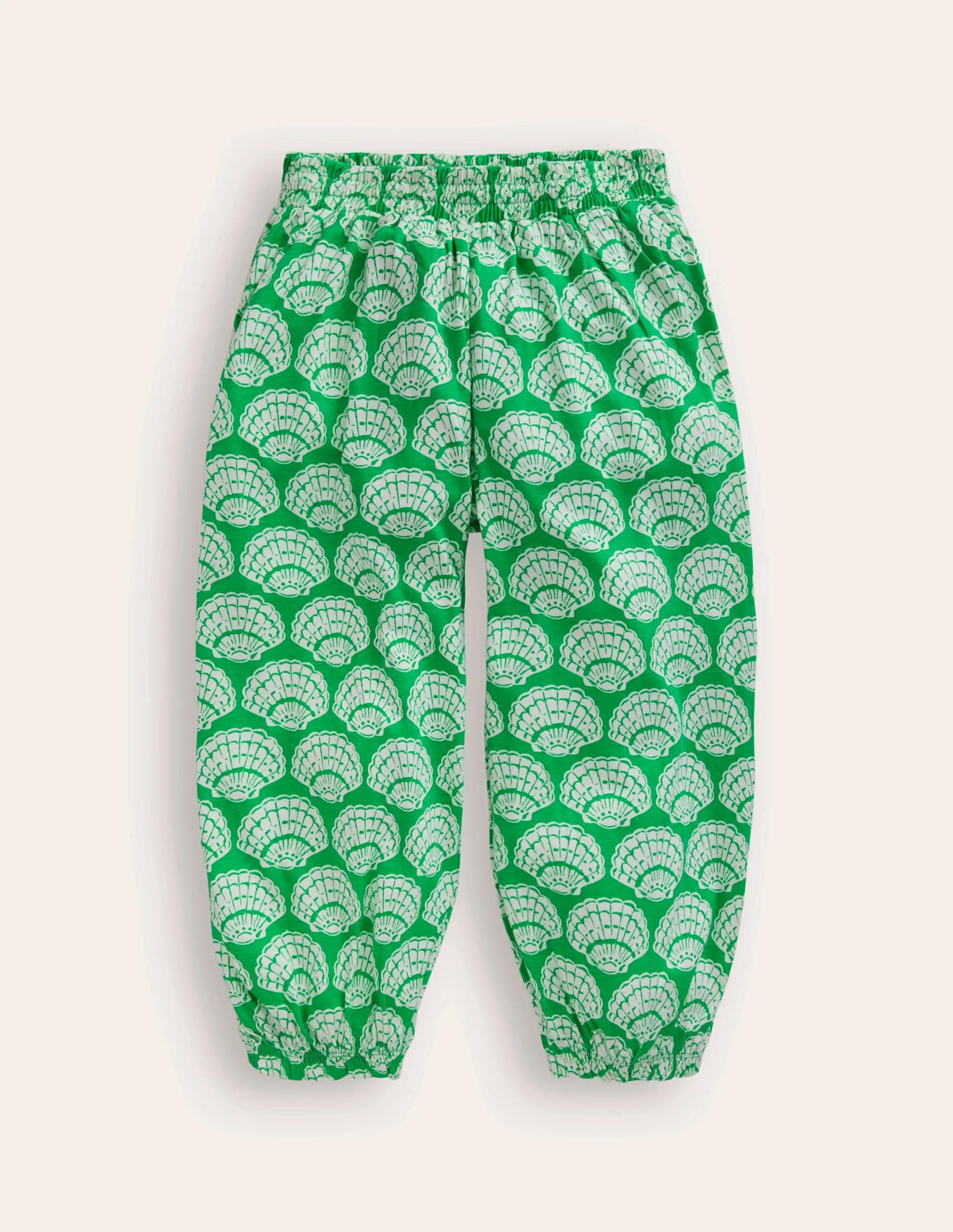 Jersey Harem Trousers-Pea Green Seashells