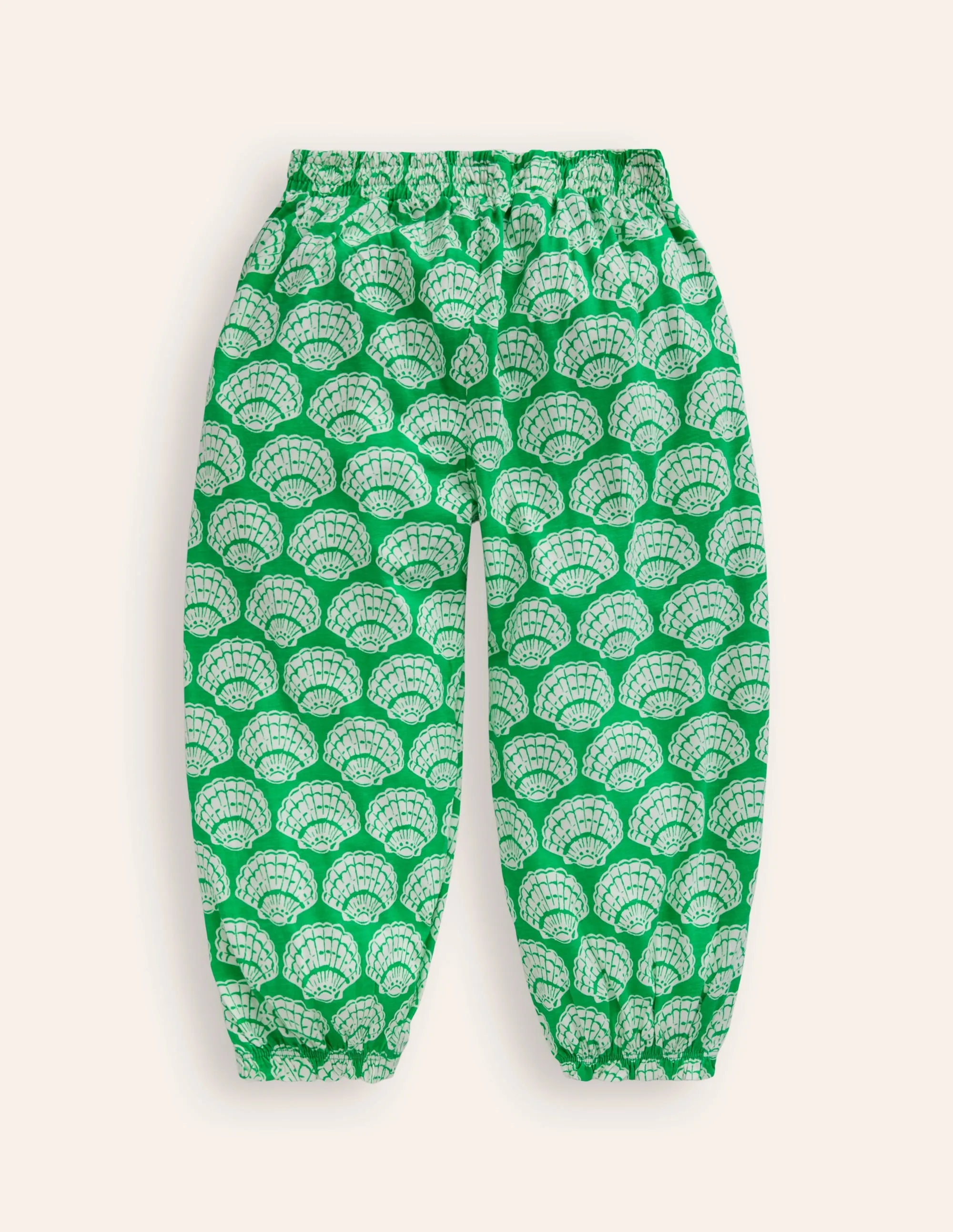 Jersey Harem Trousers-Pea Green Seashells