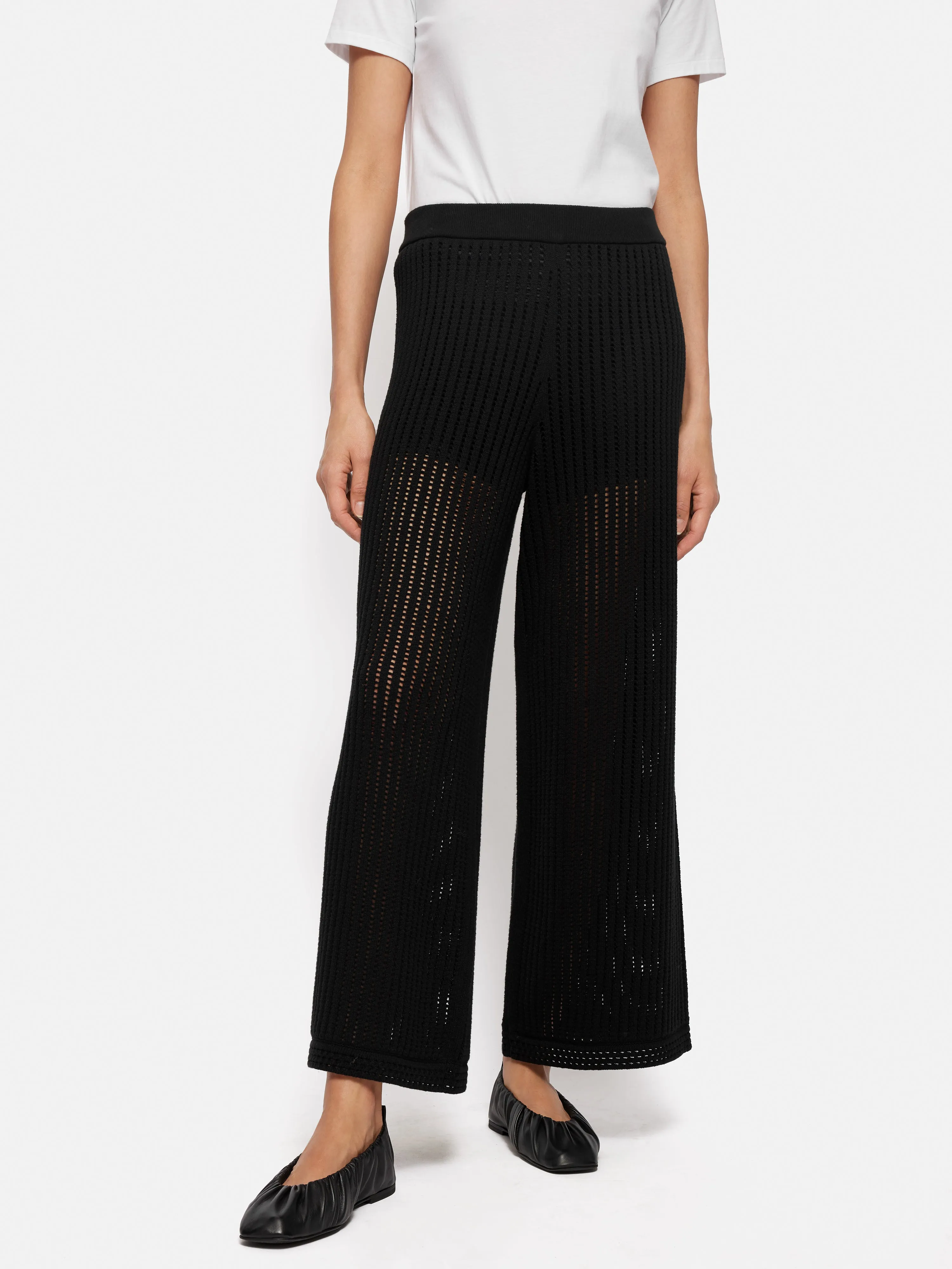 Linear Pointelle Trouser | Black