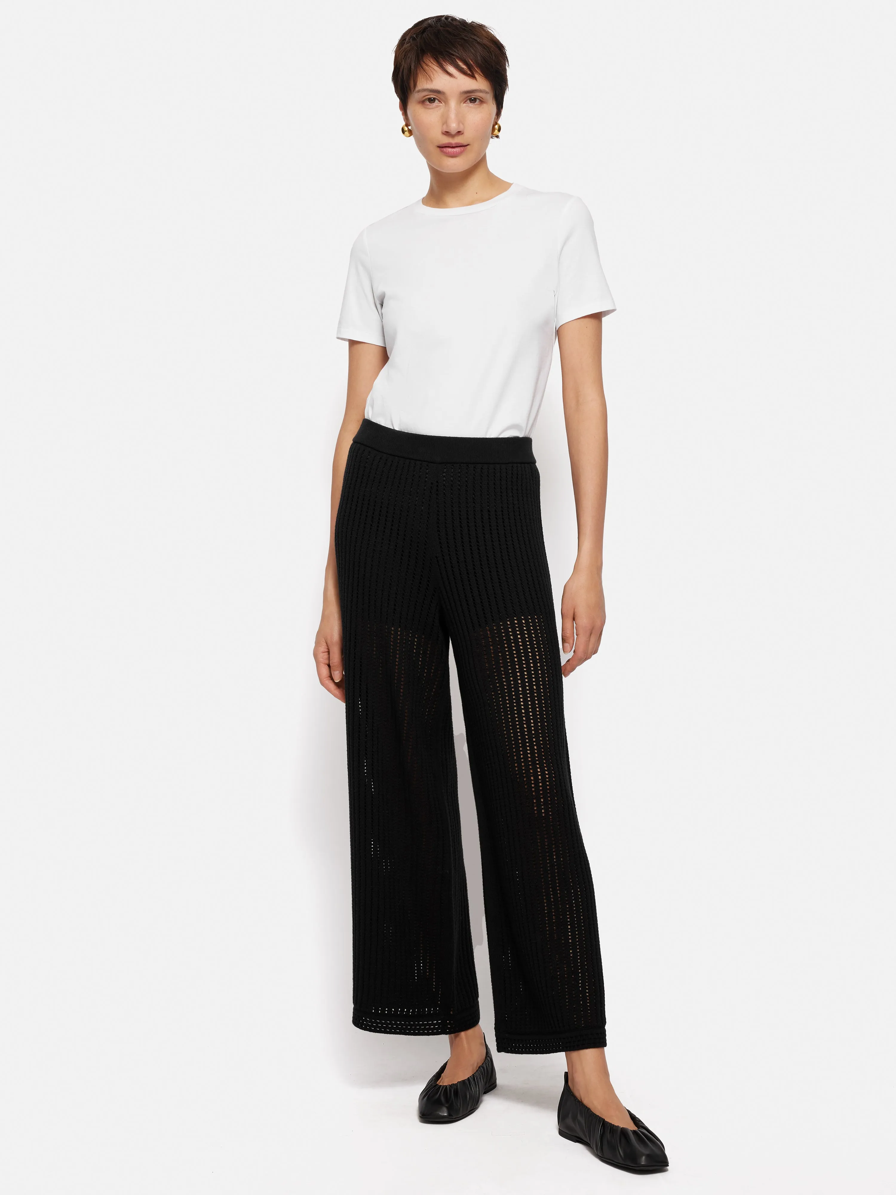 Linear Pointelle Trouser | Black