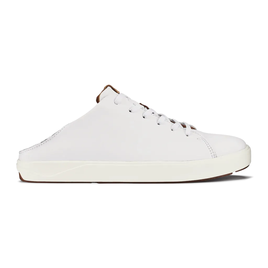 OluKai Men's Lae'ahi Li'Ili Leather Sneakers- Bright White