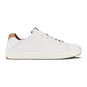 OluKai Men's Lae'ahi Li'Ili Leather Sneakers- Bright White