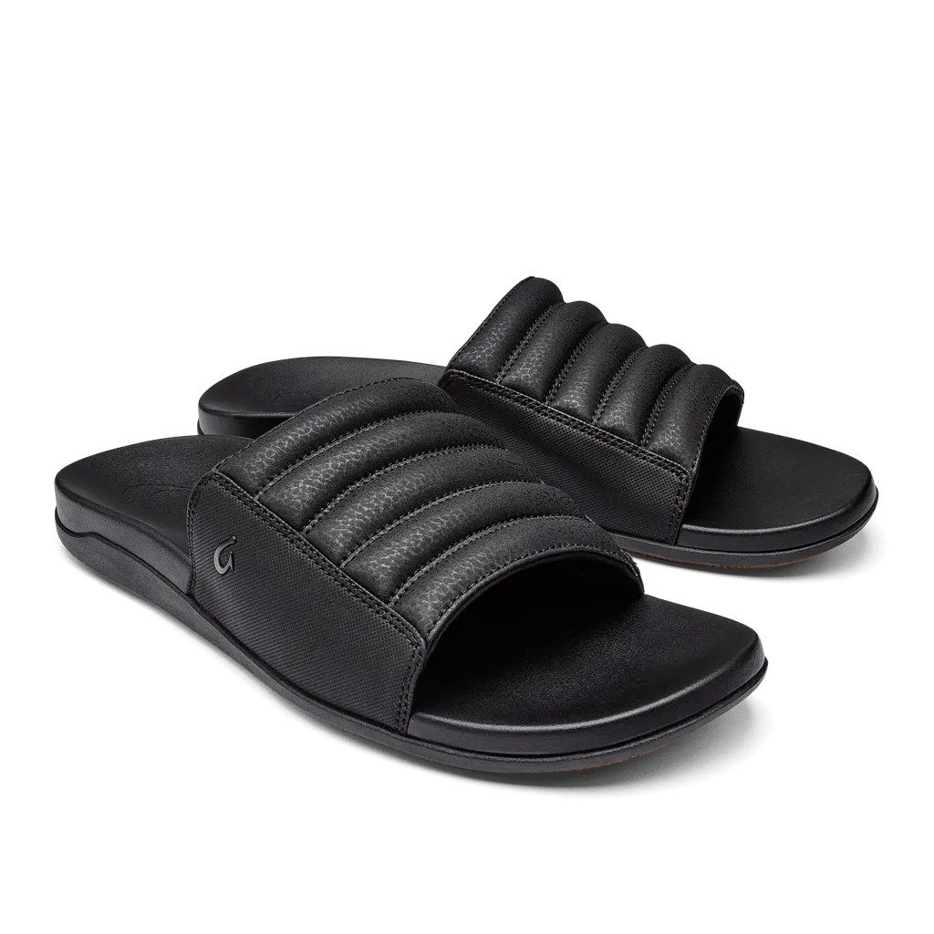 OluKai Men's Maha 'Olu Slides- Black