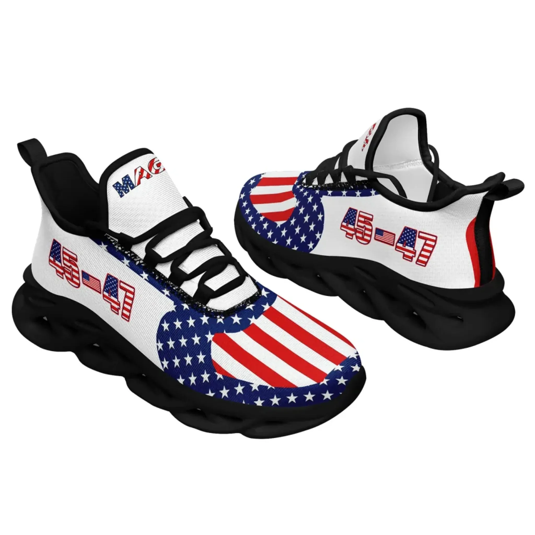 Personalized Trump 45-47 Sneakers, Custom Breathable Patriotic Shoes, Lightweight Unisex Shoes