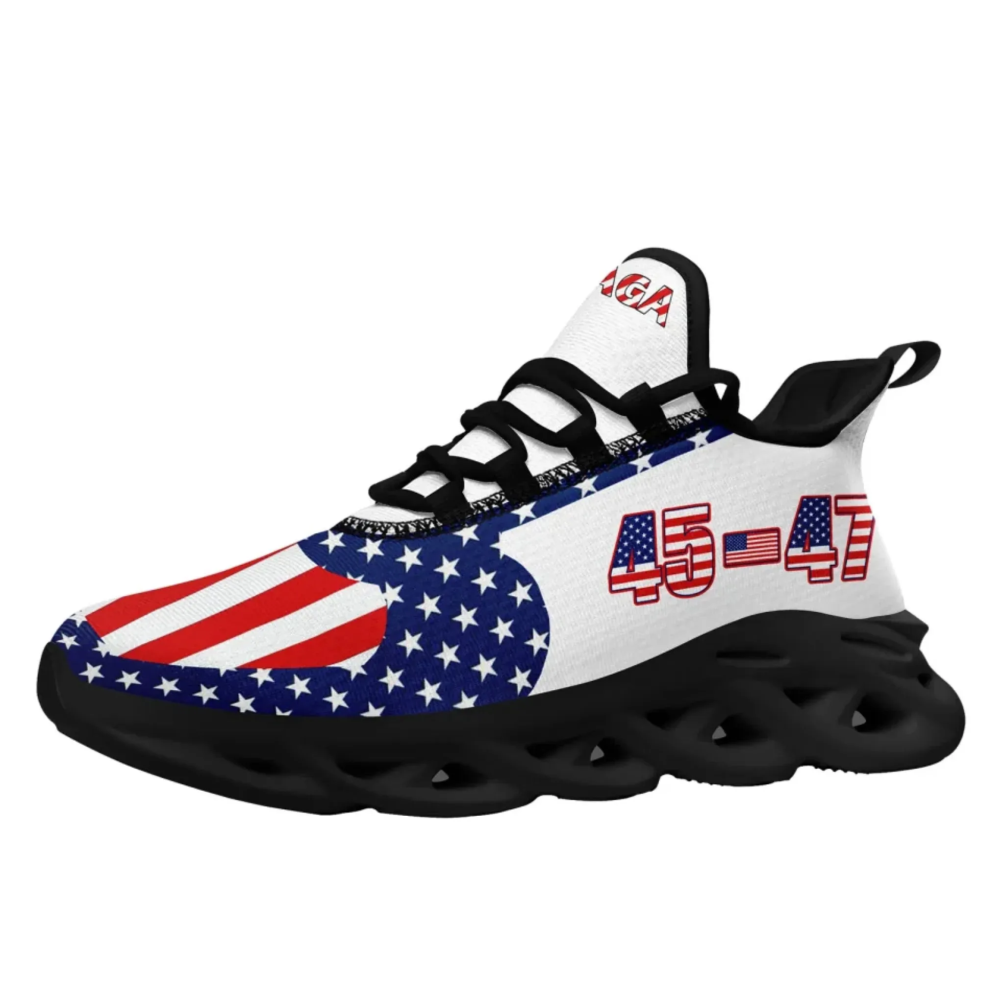 Personalized Trump 45-47 Sneakers, Custom Breathable Patriotic Shoes, Lightweight Unisex Shoes