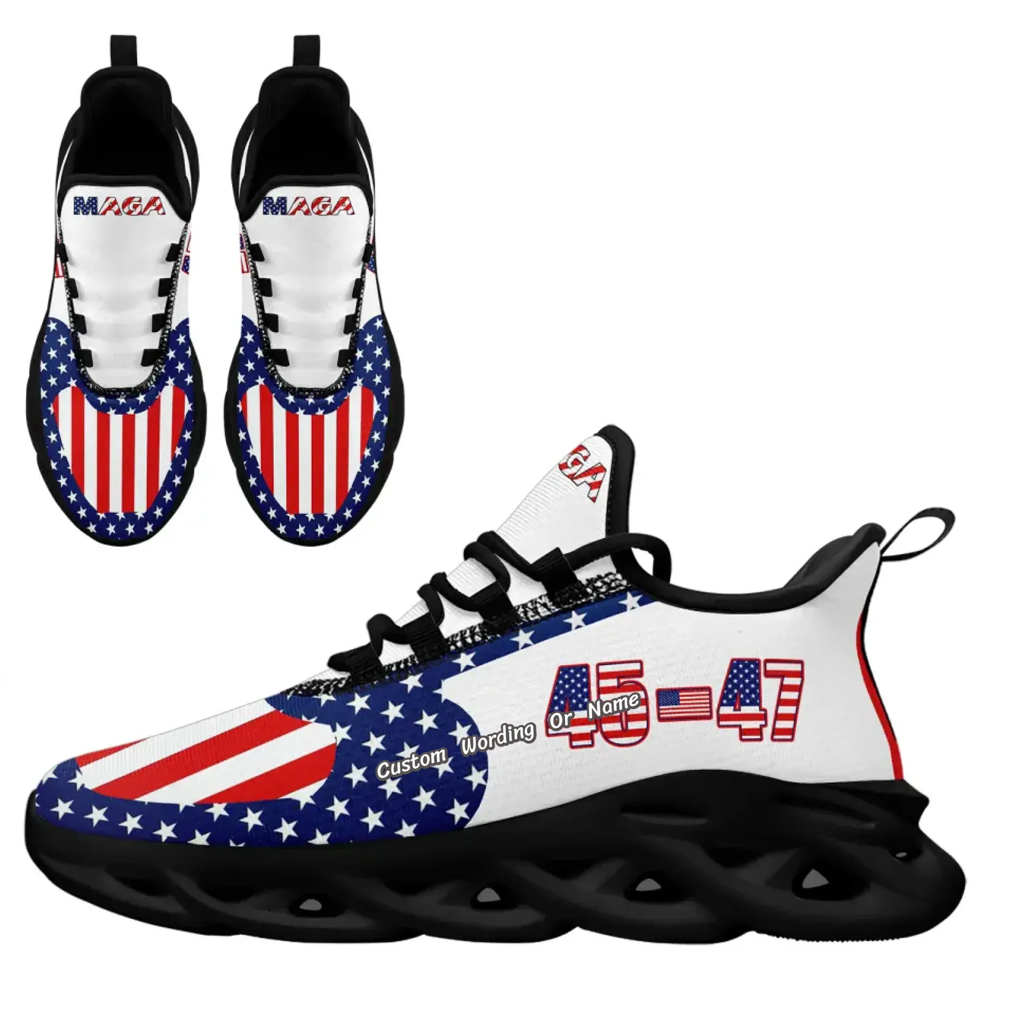 Personalized Trump 45-47 Sneakers, Custom Breathable Patriotic Shoes, Lightweight Unisex Shoes