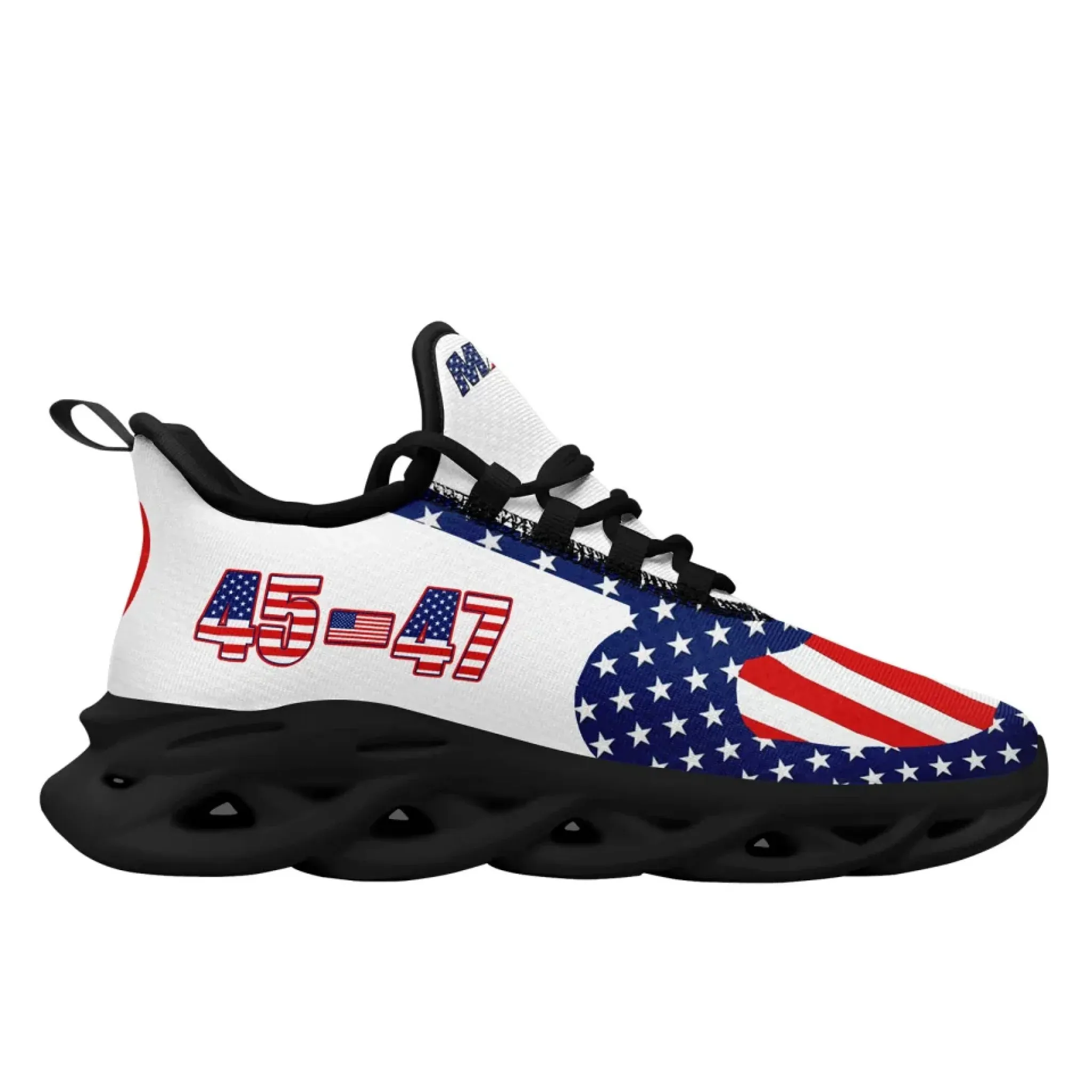 Personalized Trump 45-47 Sneakers, Custom Breathable Patriotic Shoes, Lightweight Unisex Shoes