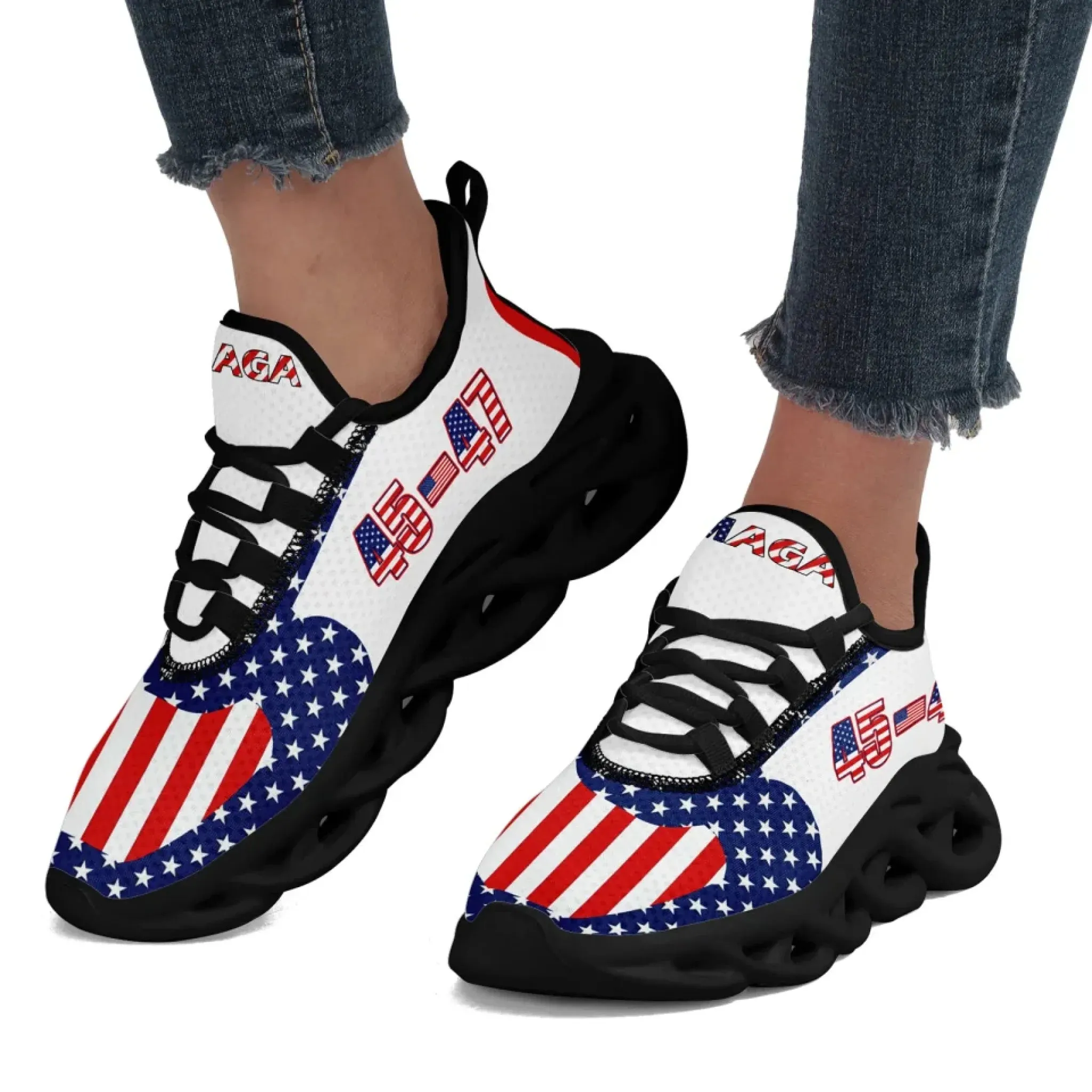 Personalized Trump 45-47 Sneakers, Custom Breathable Patriotic Shoes, Lightweight Unisex Shoes