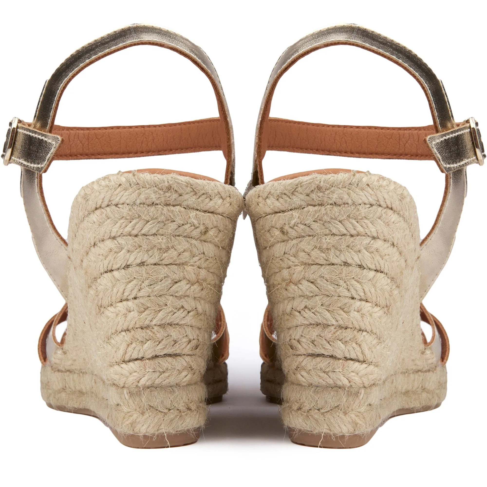 Rhubarb Women's Vegan Leather Espadrille Wedge Sandals | Gold Metallic