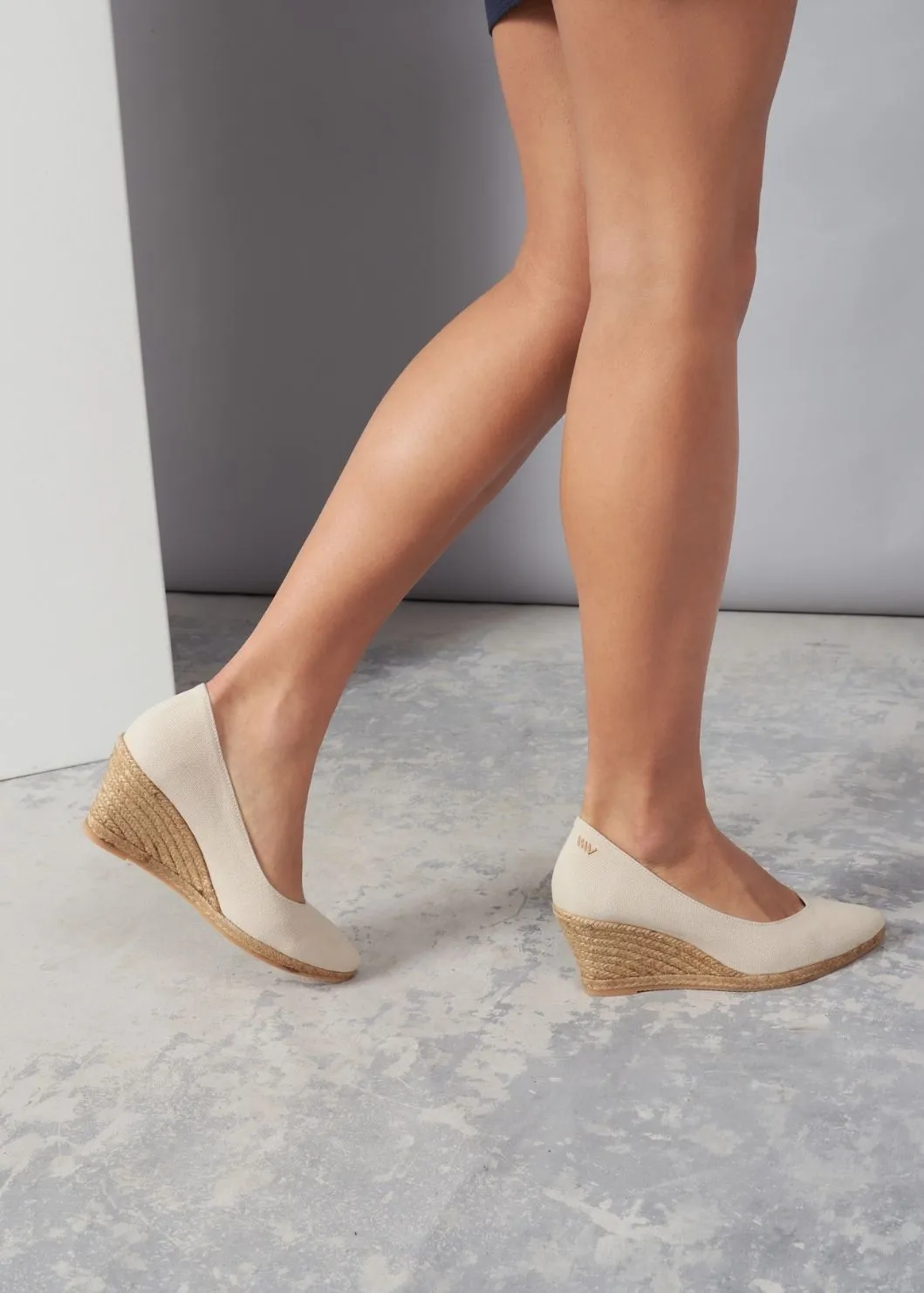 Roses Canvas V Cut Espadrille Wedges