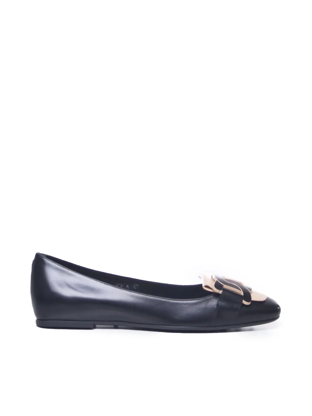 Shiny Two-Tone Leather Ballet Flats