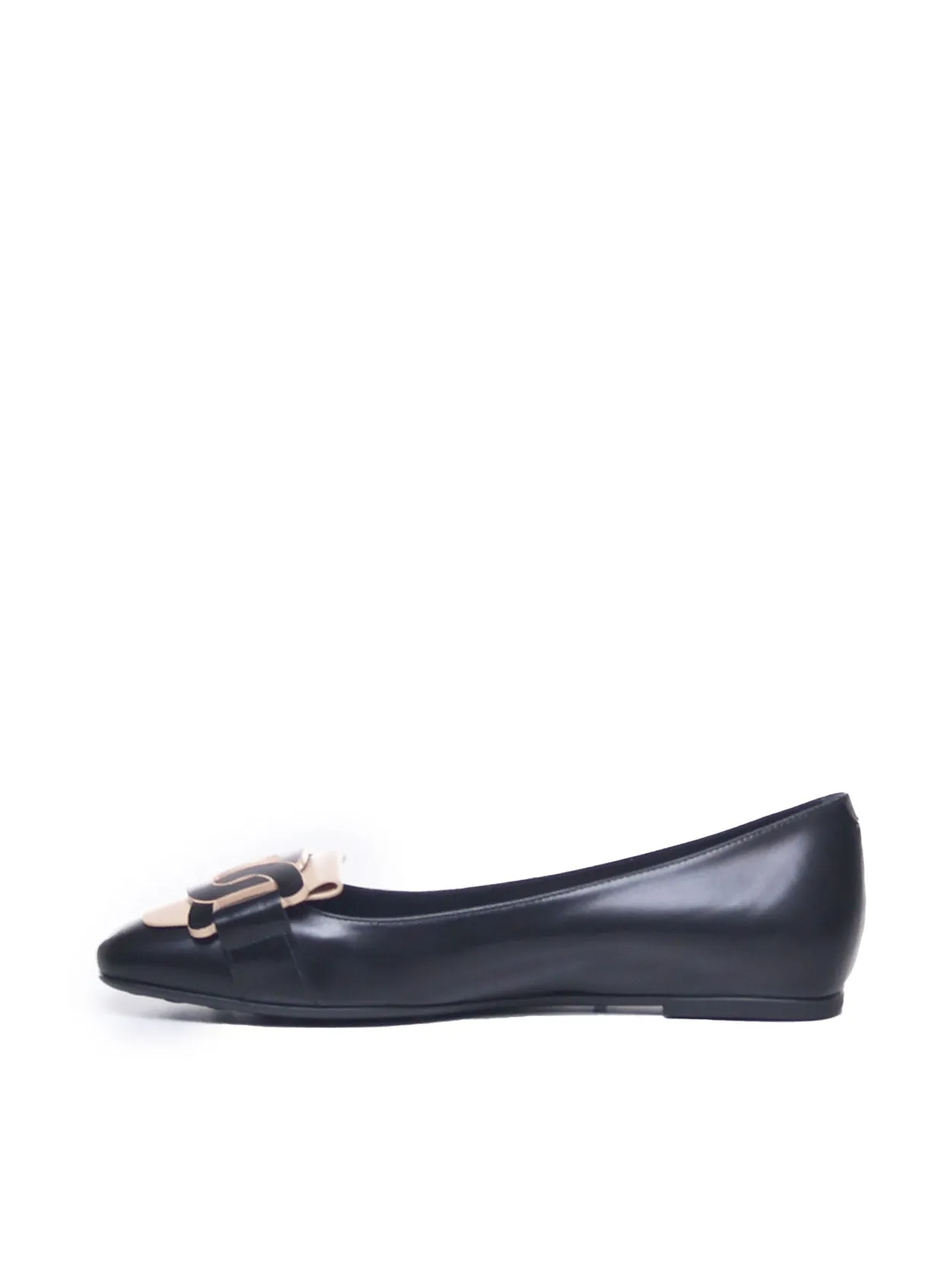 Shiny Two-Tone Leather Ballet Flats