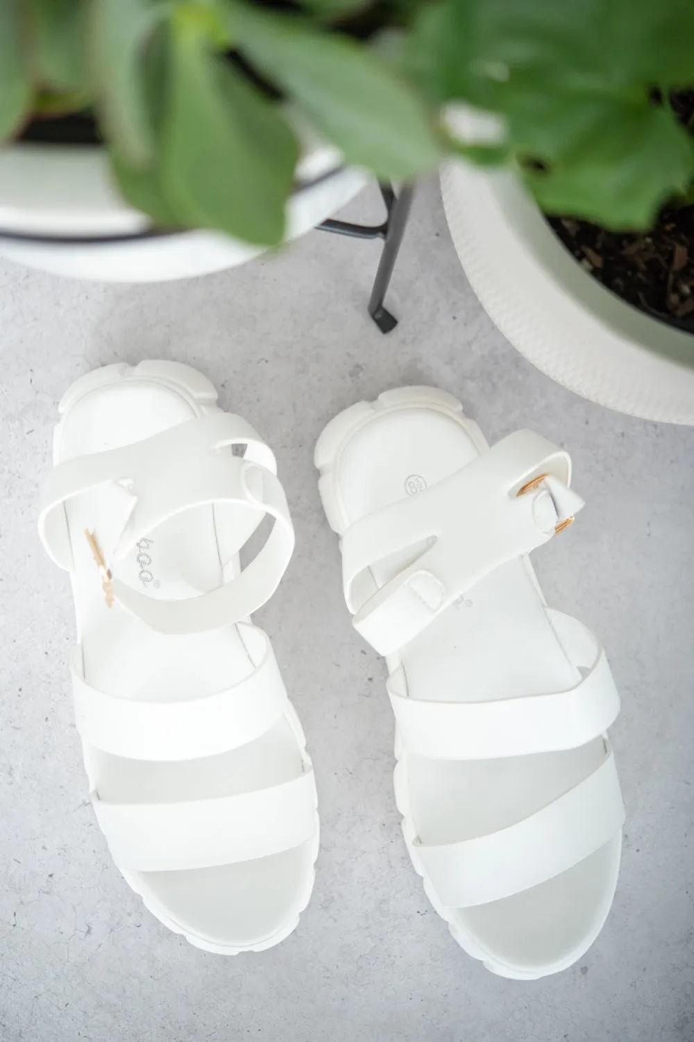 'Teresa' Best Foot Forward Platform Sandals in White