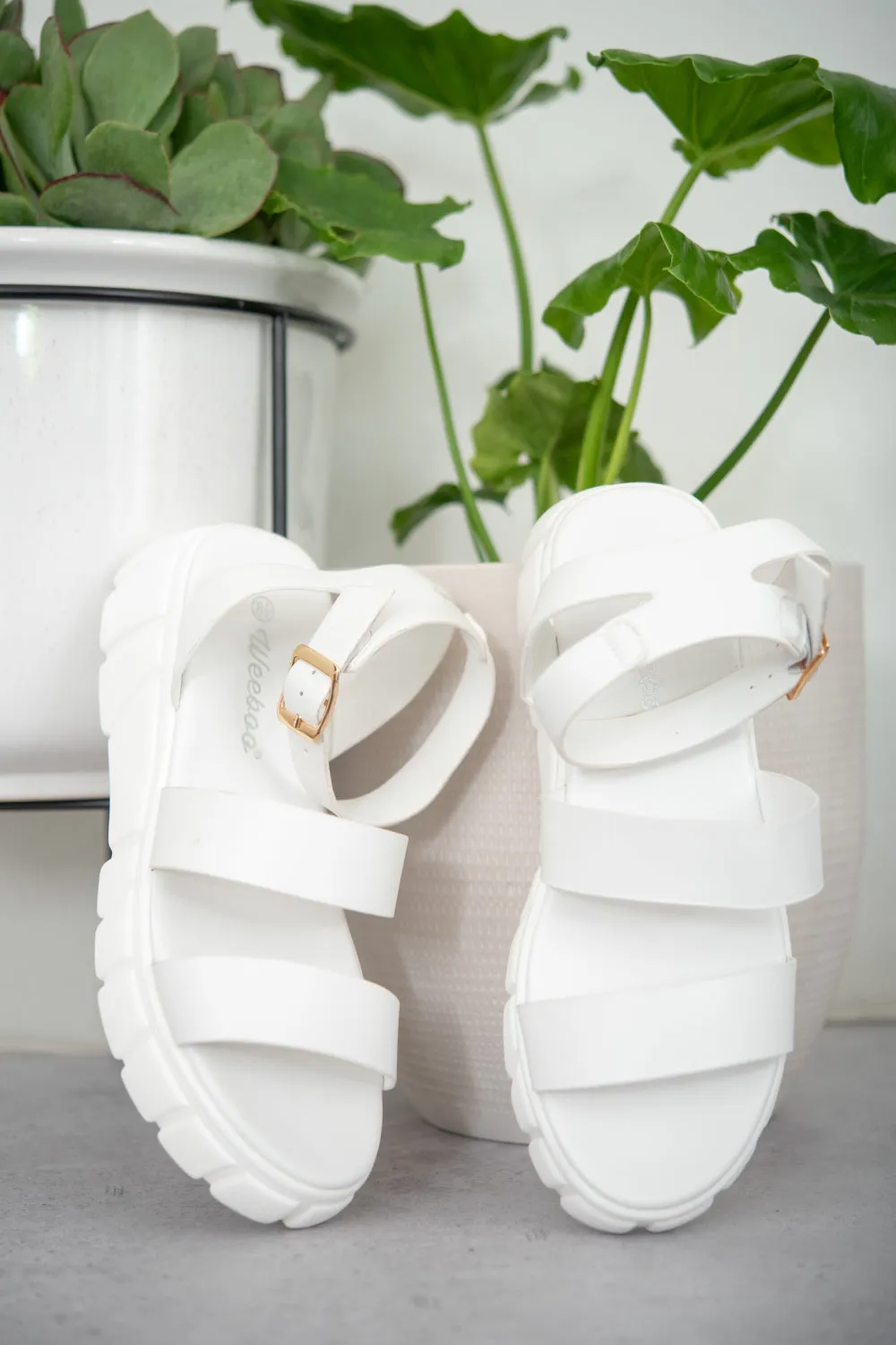 'Teresa' Best Foot Forward Platform Sandals in White