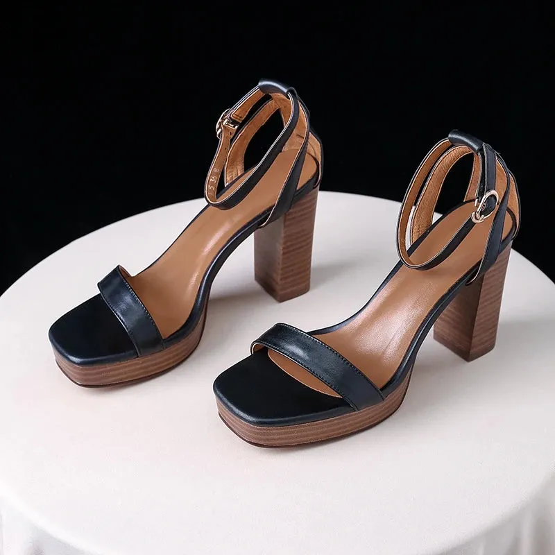 Women's Genuine Leather Platform Sandals