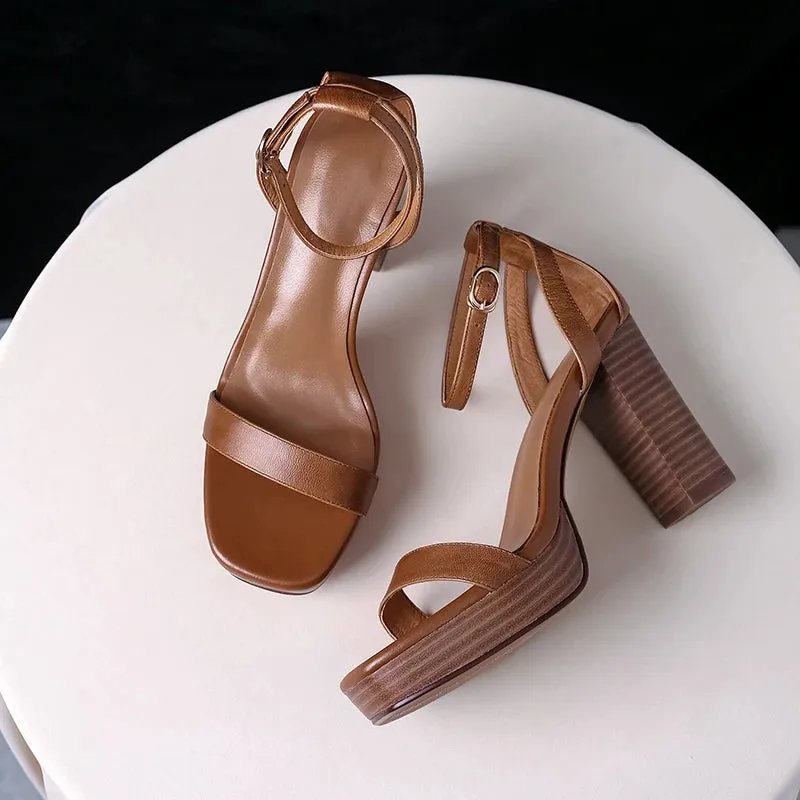 Women's Genuine Leather Platform Sandals