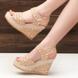 Women's Wedges Sandals Summer New Fashion Peep Toe High Heel