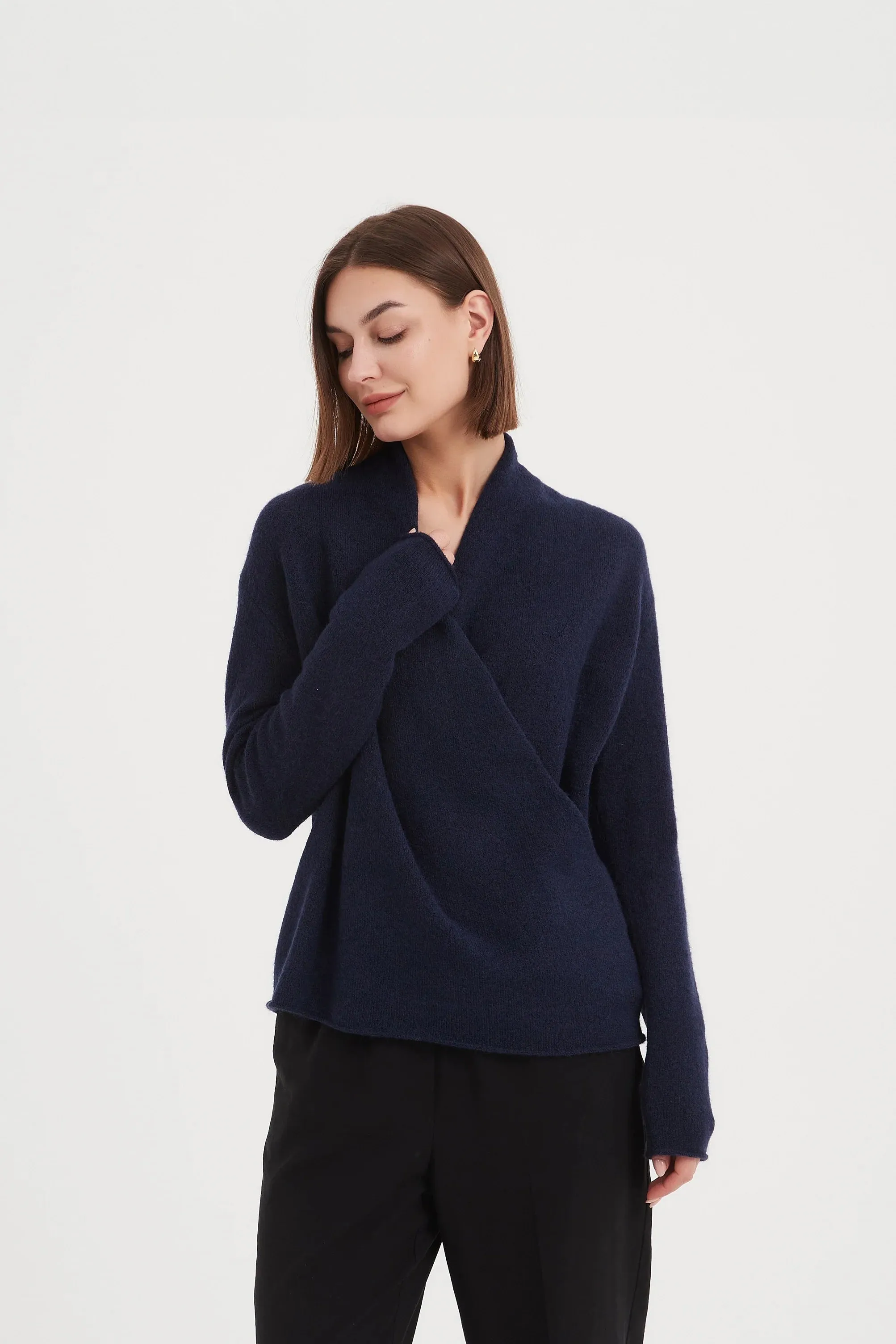 Wrap Front Knit Navy