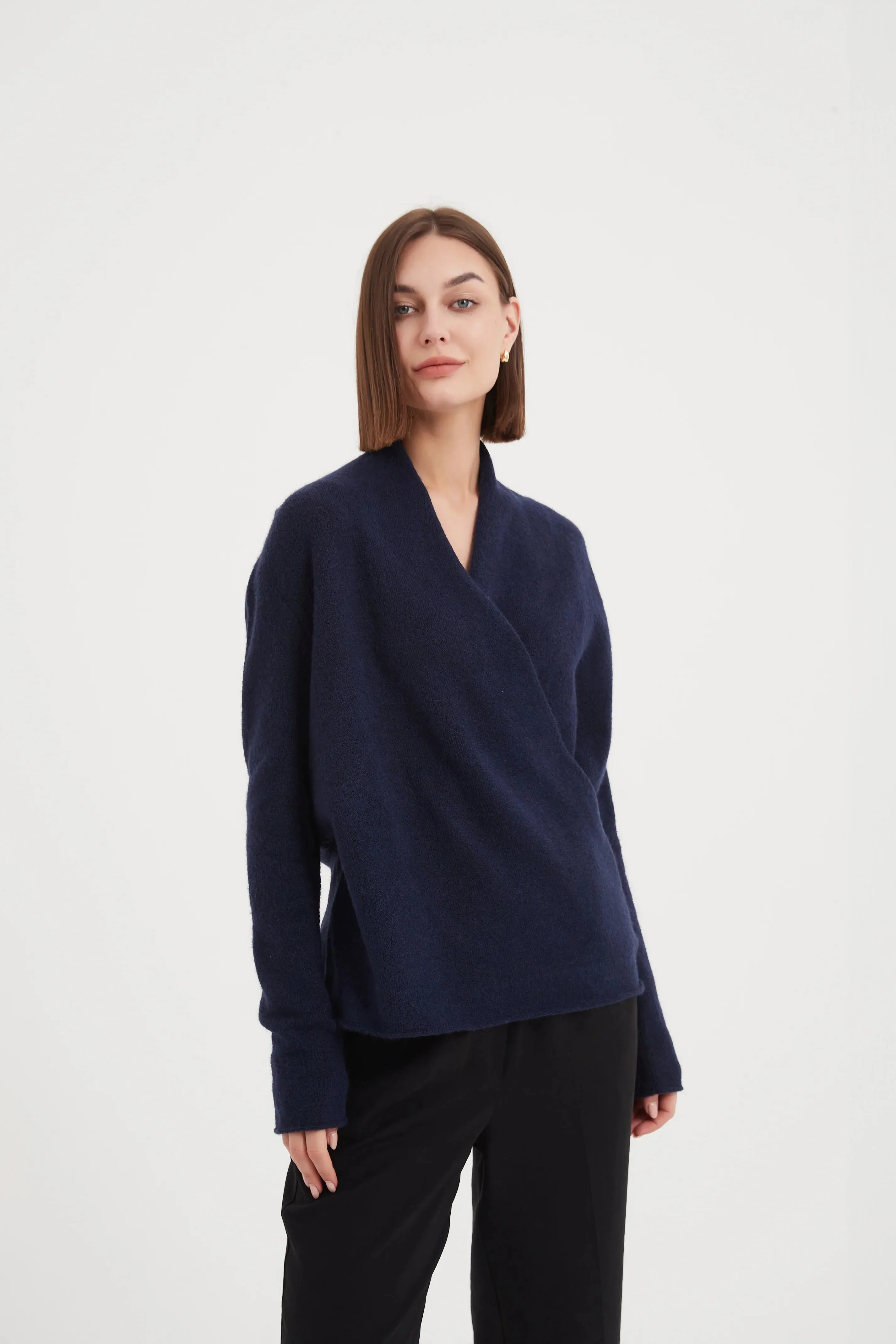 Wrap Front Knit Navy