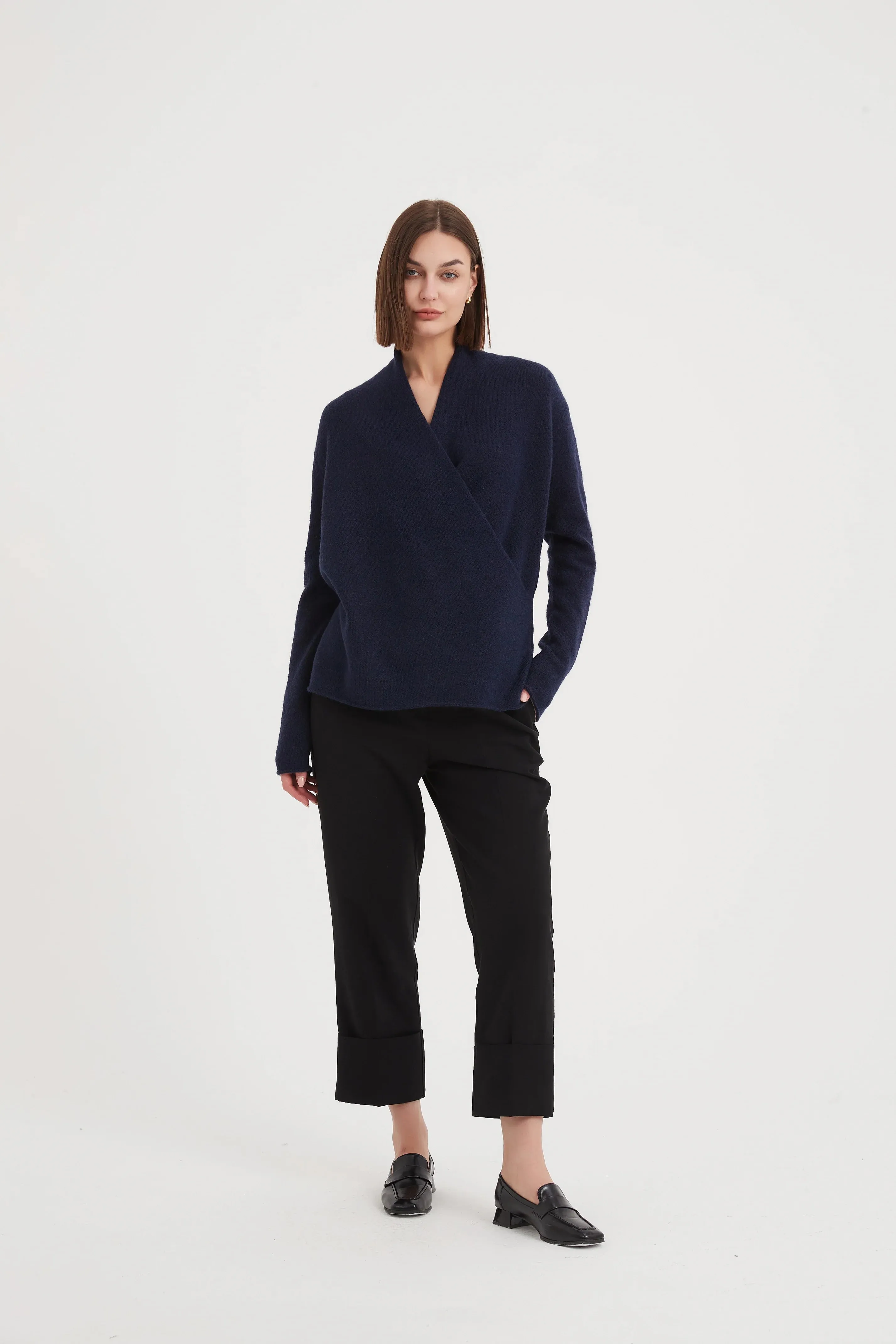 Wrap Front Knit Navy